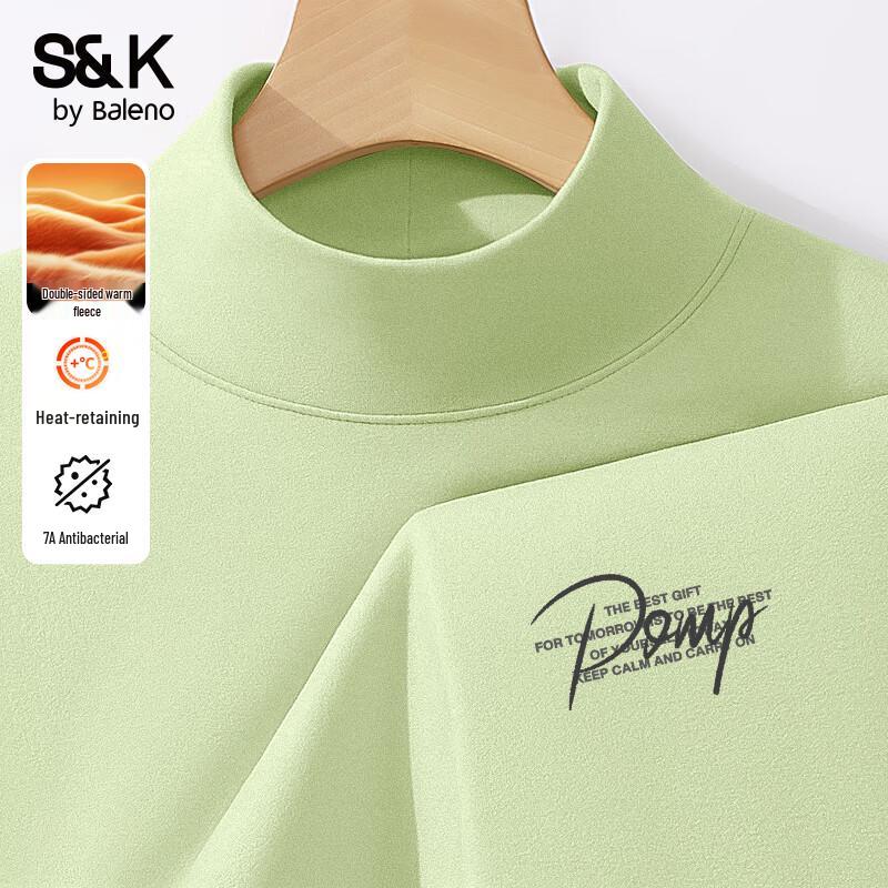Baleno Men's S&K Double-Sided Warm Fleece Stand-Up Collar Long Sleeve T-Shirt