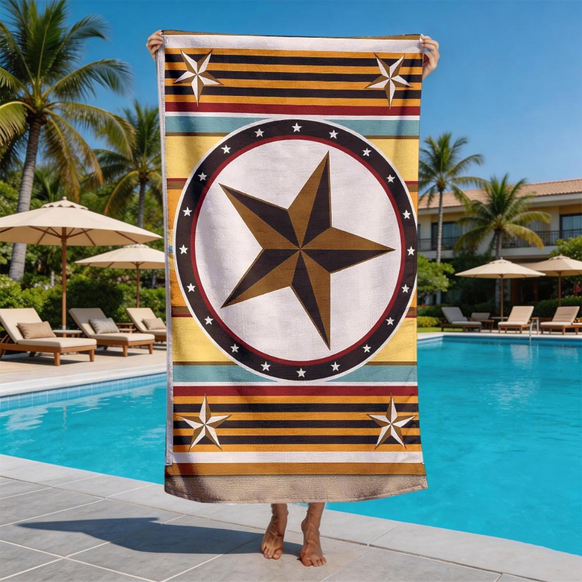 Lampada White Western Cowboy Texas Style Pattern Polyester Microfiber Beach Towel Is Highly Absorbent, Suitable For Swimming And Beach Outings