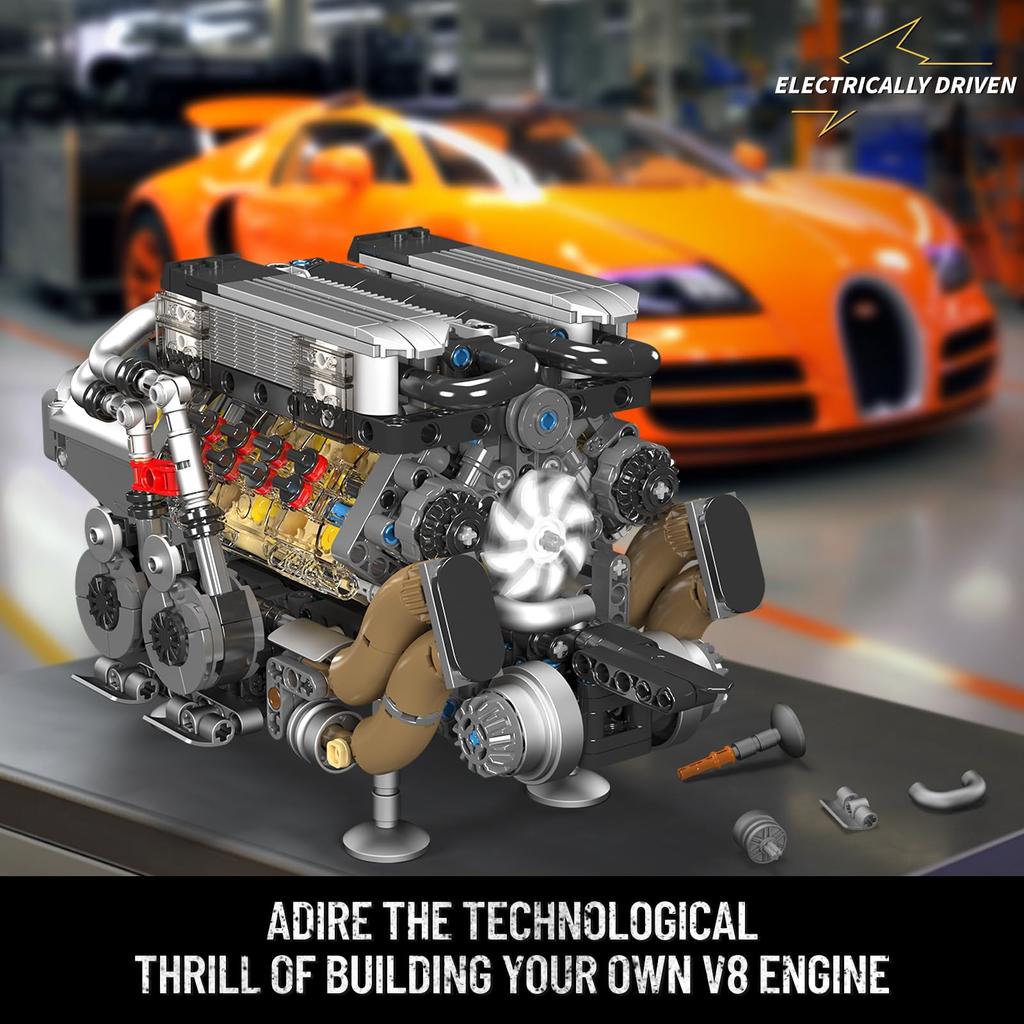 Mould King 10131 MOC Technic (W16) Two Closely Spaced V8 Engines, Building Block Kit with Motor and Box, 4 Turbochargers (952+)