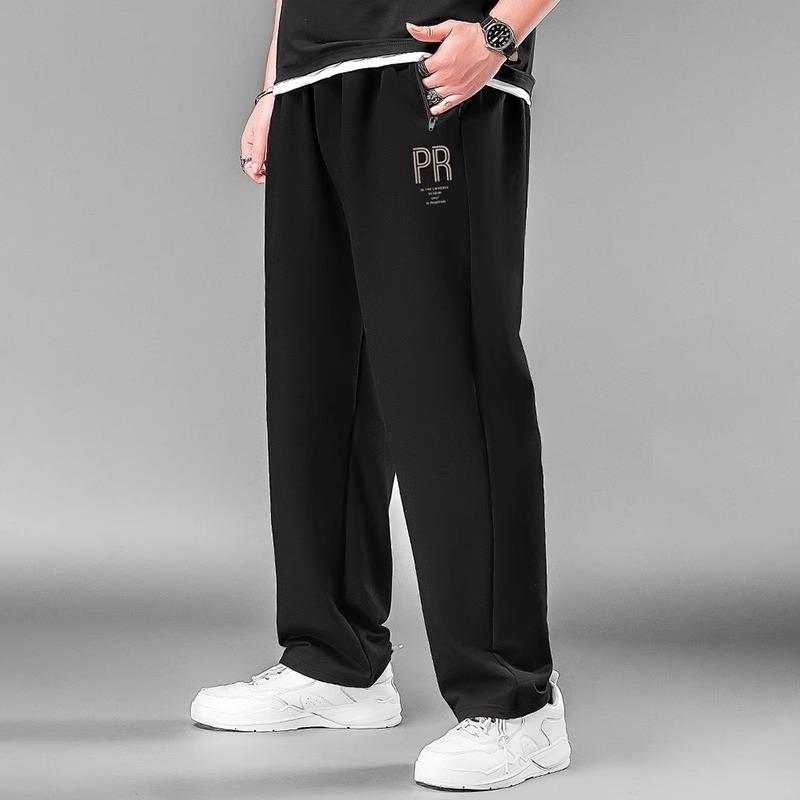 Trendy Oversized Men's Loose-Fit Straight-Leg Wide-Leg Casual Stretch Sports Trousers with Drape