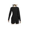 Nike Sportswear Chill Knit Solid Zip V-Neck Slim Ribbed Long Sleeve Sweater Women Tops Black FN3683-010