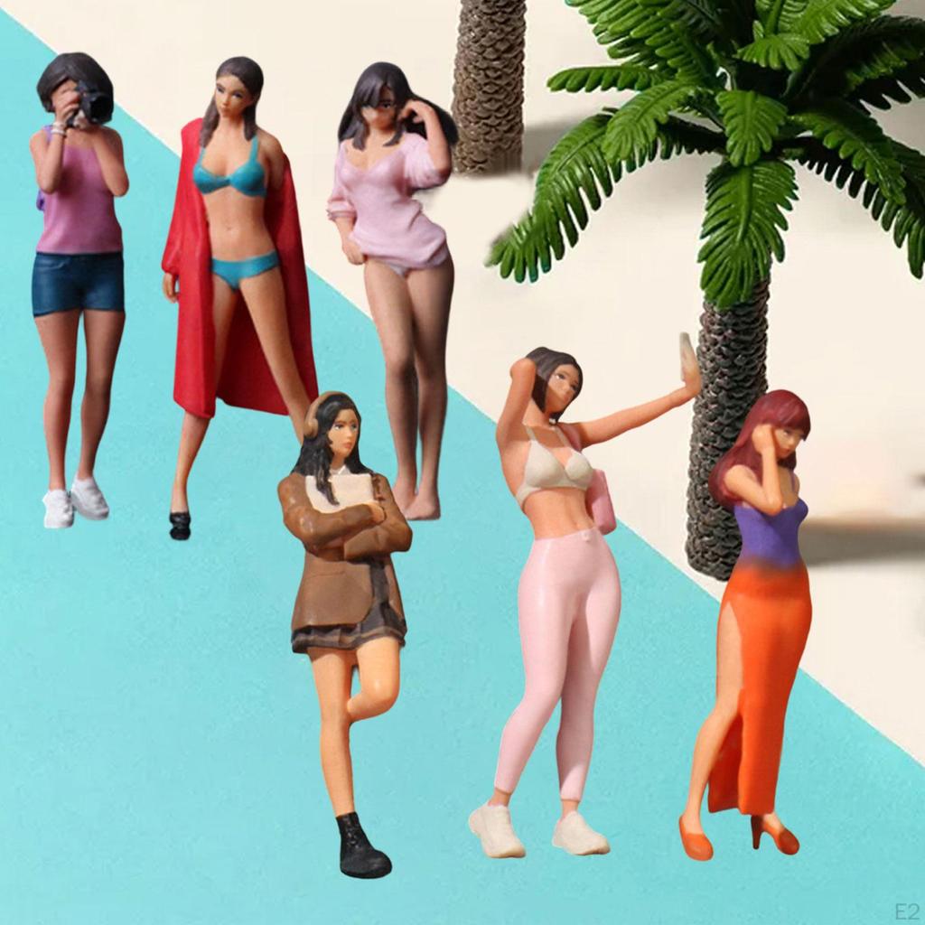 Set 1/64 Cool Girl Figures, Painted Trains, Architectural Decor, Simulation Collections, Fairy