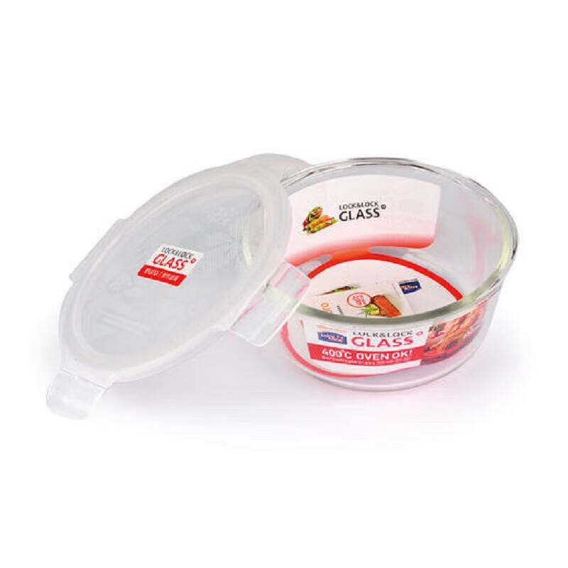 LocknLock Round Heat-Resistant Glass Food Container, 650ml