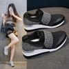 Large Size Casual Single Shoes Women's Rhinestone Slope Heel Heightening Single Shoes Women