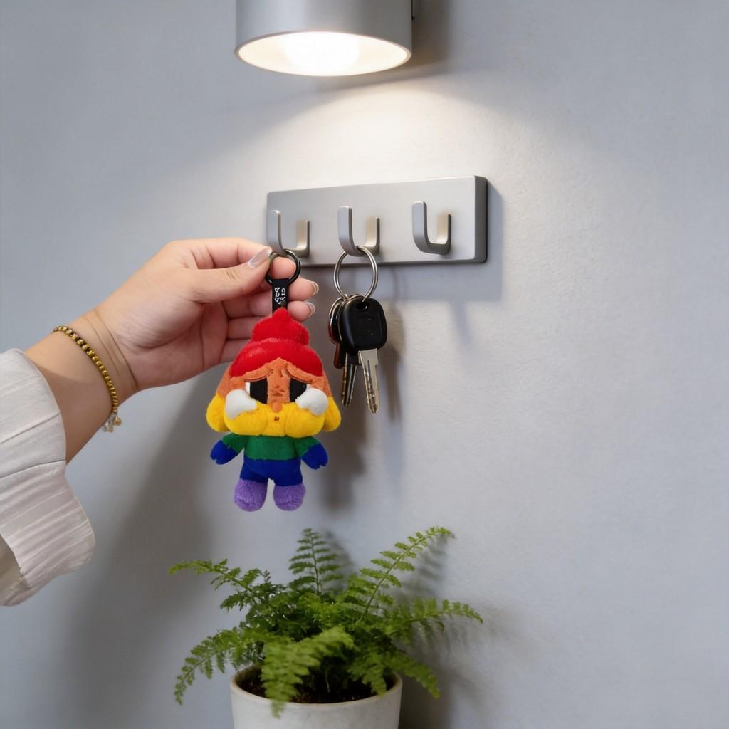 Crybaby Cheer Up Baby Series Rainbow Plush Keychain Soft Short Fur Animal Charm For Kids