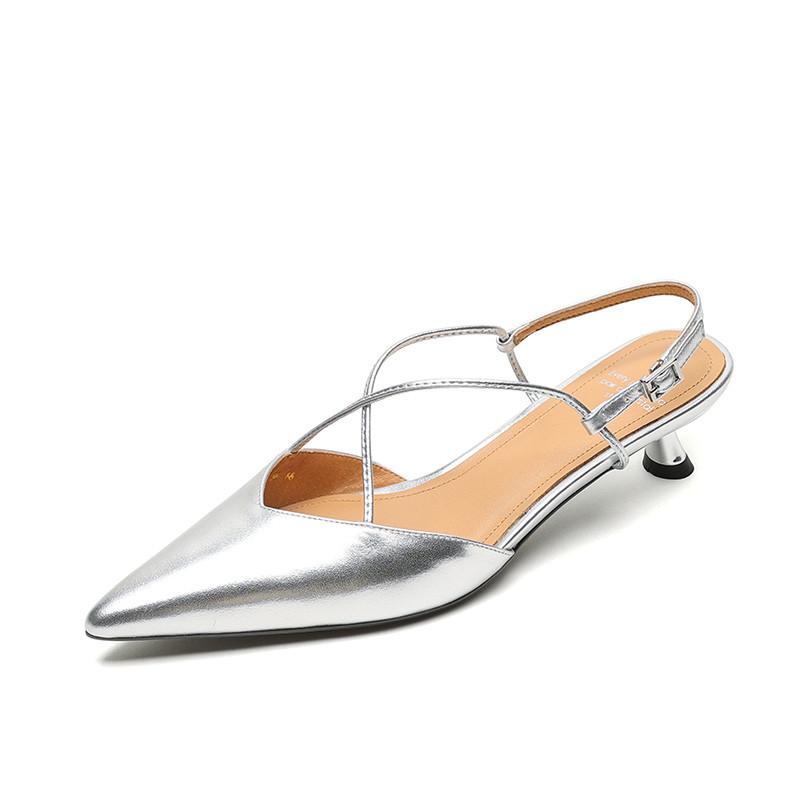 Mode Neue Schafveloursleder Sommer Sandalen Damenschuhe Spitz Zehen Sandalen für Damen Mode Zehenbedeckende Sandalen Handgefertigter Echtschuh