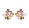Sweet temperament small fresh drop glaze hollow flower leaf stud earrings light luxury niche high-end fairy earrings