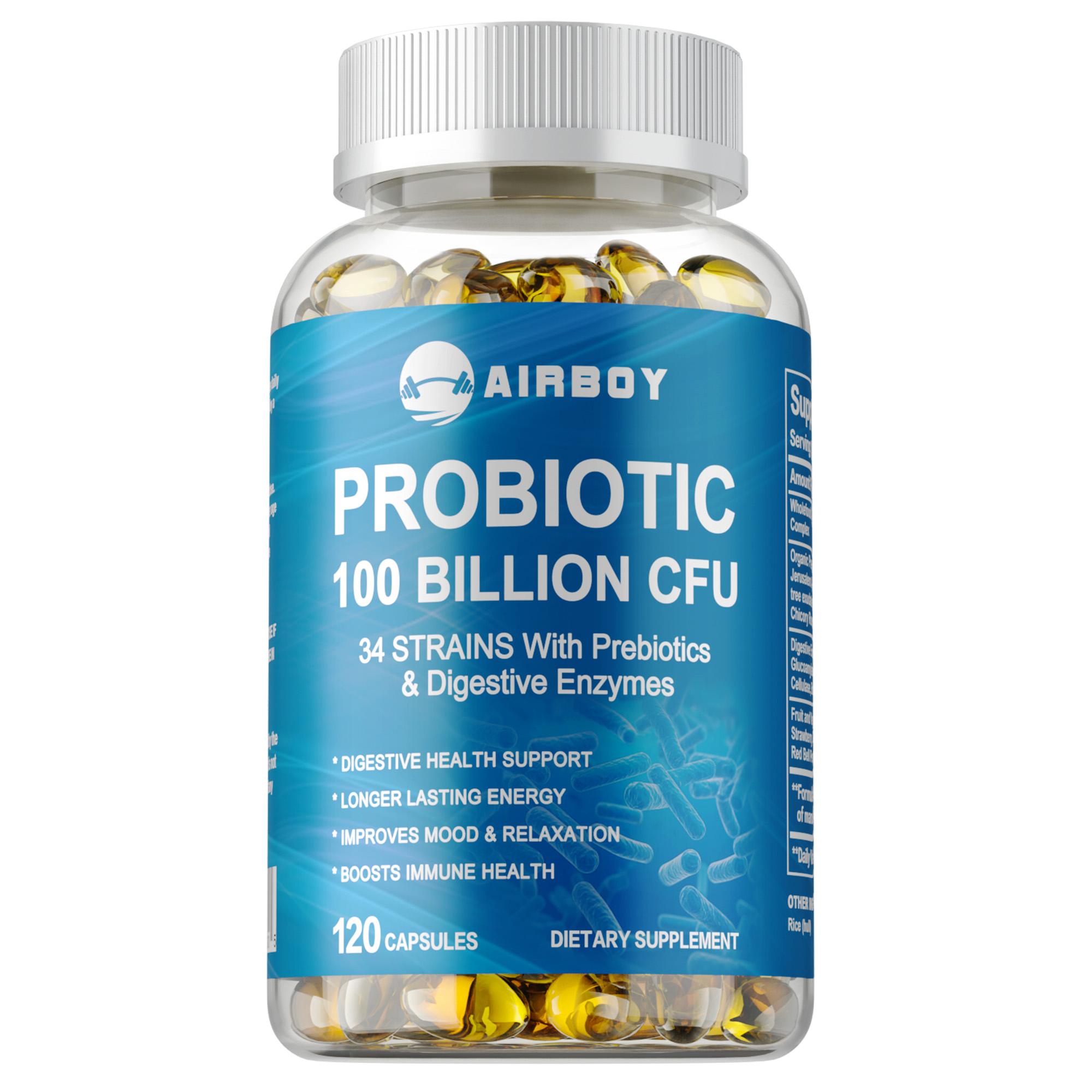 

Rich in prebiotics, 100 billion CFU, digestive enzymes, relieves bloating and flatulence, enhances immunity, and promotes gut health. 120