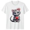 Kitten With Heart Animals Cats Mens T-Shirt Womens Tee Graphic Unisex Top