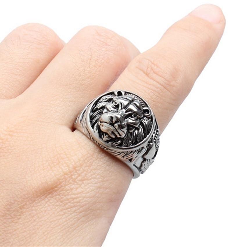 Retro Punk Jewelry Domineering Lion Head Style Lion Ring