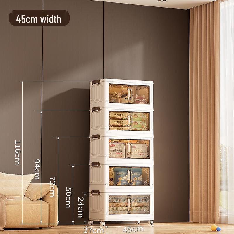Multi-Layer Double-Door Plastic Storage Cabinet: Shoe, Toy, & Snack Organizer for Living Room