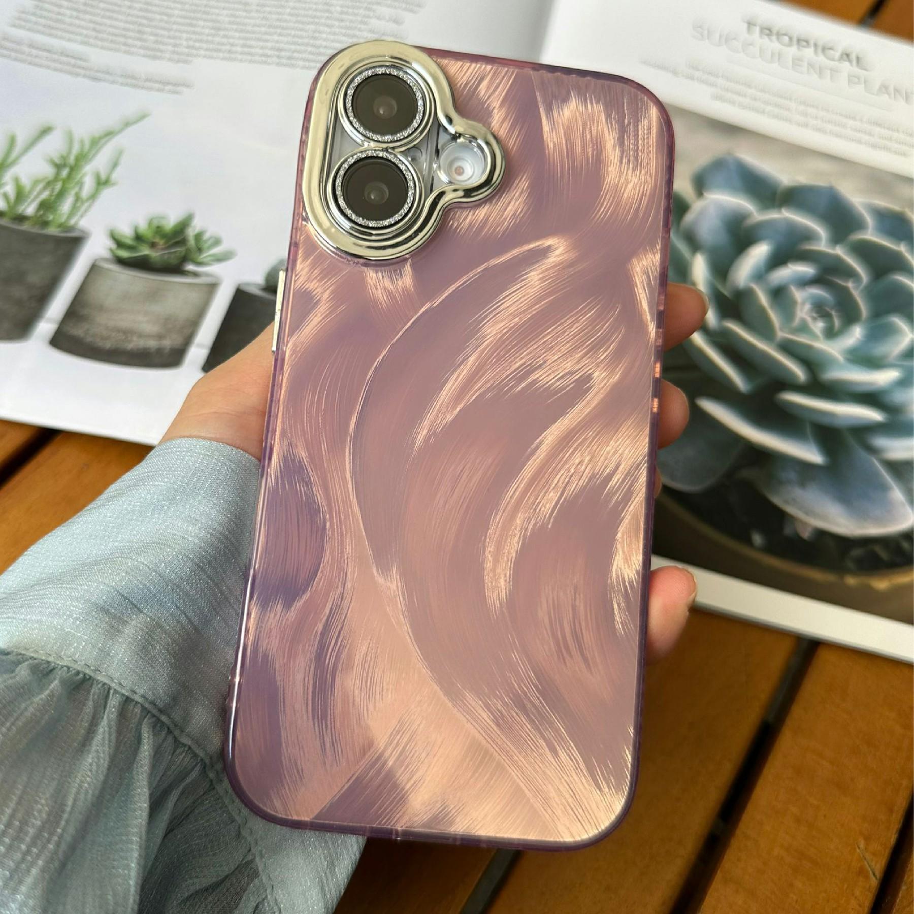 

For iPhone 16 Case Silk Pattern Protective TPU+PC Phone Cover