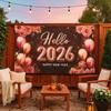 Black Gold Party Backdrop Glitter Pink Event Decoration 2026 New Year Banner  Family Portrait