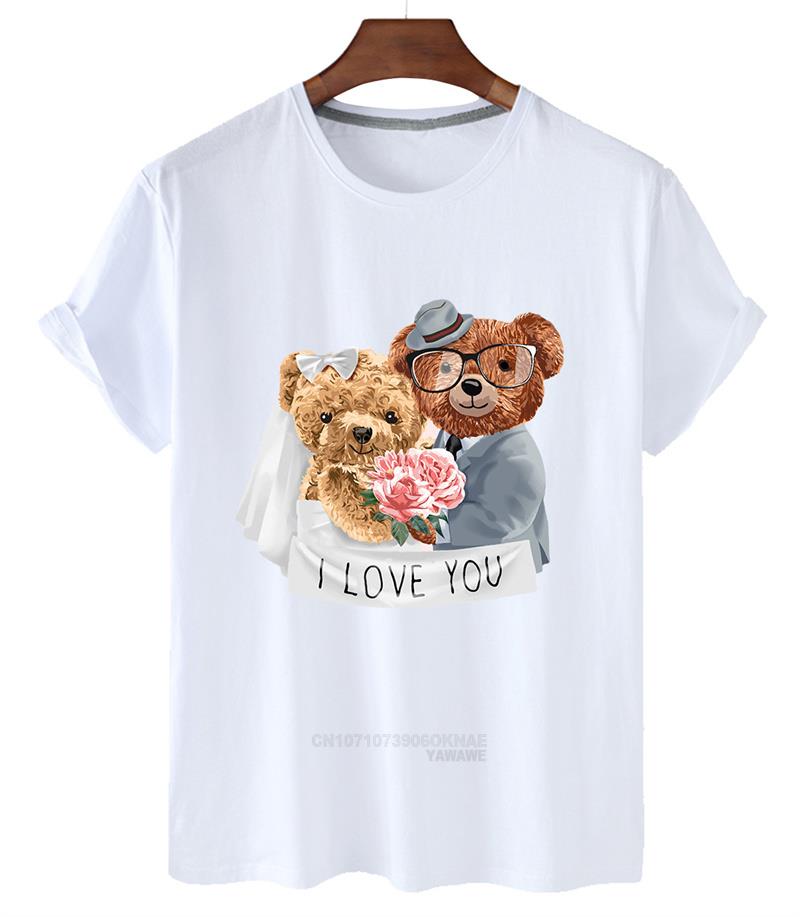 New Arrival Teddy Bear Harajuku Tshirt for Unisex Summer Short SleeveTshirt Unisex Summer Clothes Comfortable Daily Unisex T Shirt