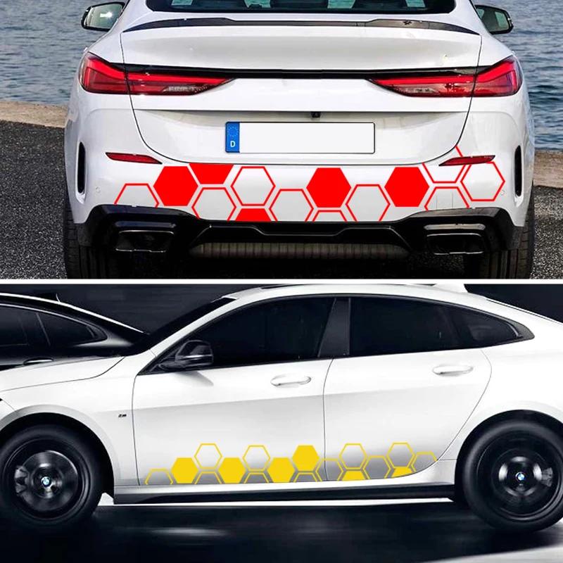 10PCS Hollow/solid Honeycomb Car Stickers DIY Sport Auto Side Door Decoration Vehicle Whole Body Vinyl Decals Open Style Styling