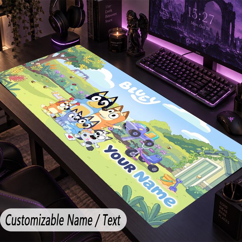 Large Mouse PadBluey Custom Name Text Personalized Desk Mat Non Slip Gaming Pad