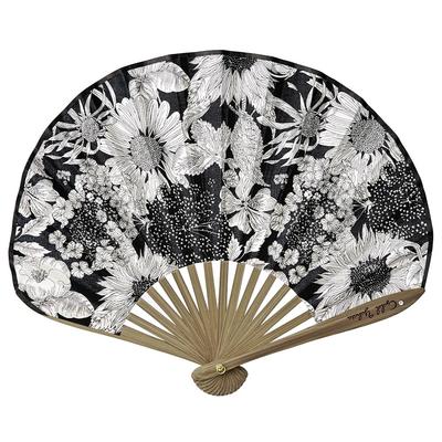 Cyalel Yahata Liberty Print with Floral Shell and Perfect for Japanese and Western Heat and Perfect for Summer Includes Fan Bag and Paulownia Wood