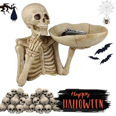 Skeleton StorageTray Halloween Candy Bowl Resin Storage Container Fruit Bowl Ornament Home Key Storage Tray For Ghost House