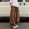 Unisex Japanese Style Coffee Pleated Wide-Leg Workwear Pants