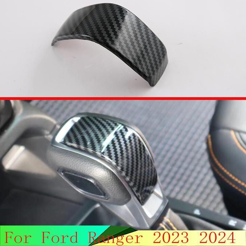 For Ford Ranger 2024 Carbon Fiber Style Car Decoration Gear Head Shift Knob Switching Cover Interior Trimmer Moldings