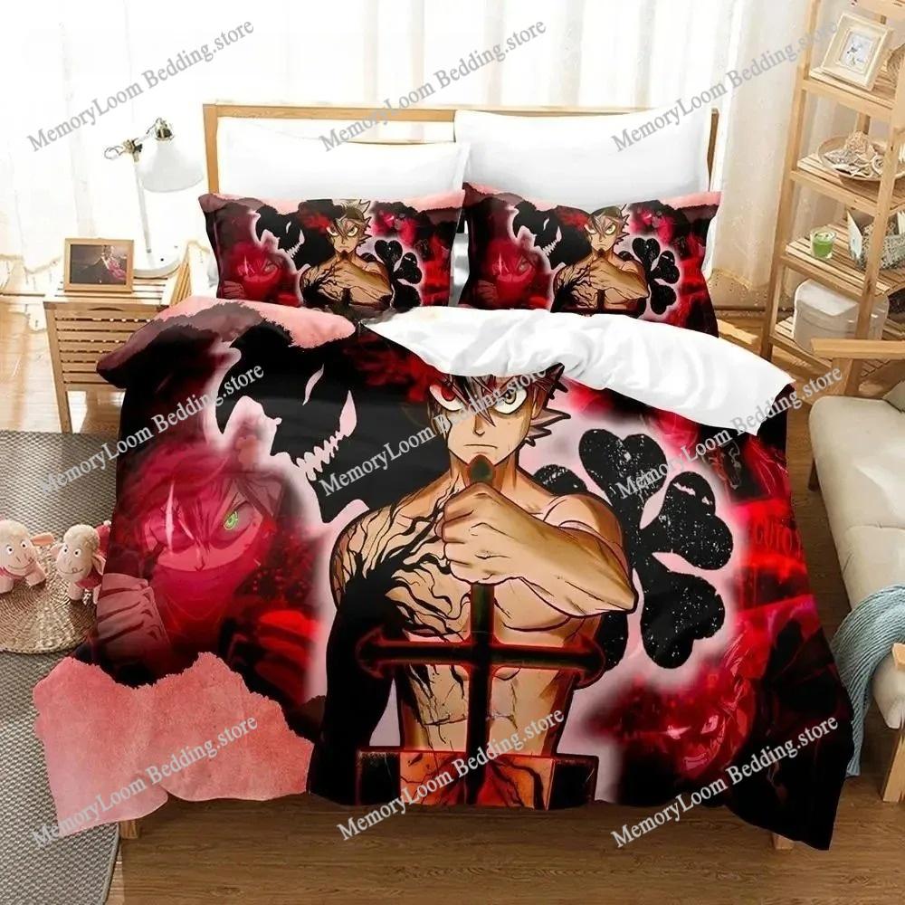 New Black Clover Bedding Set Single Twin Full Queen King Size Bed Set Adult Boys Bedroom Duvetcover Sets 3D Anime Bed Sheet Set