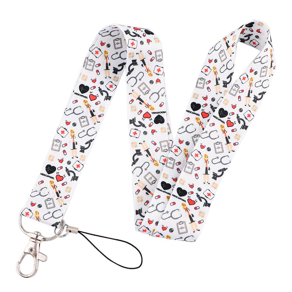 Cartoon Doctor Mobile Phone & ID Lanyard - Fashionable, Sturdy, and Durable Polyester Pendant