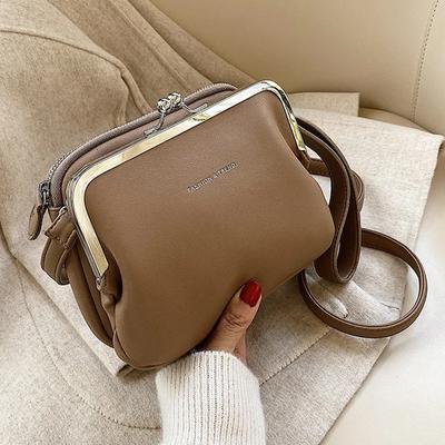 Simple Solid Color Shoulder Bag Female PU Leather Crossbody Bag Fashion New Clip Messenger Bag Lady Handbag Purse
