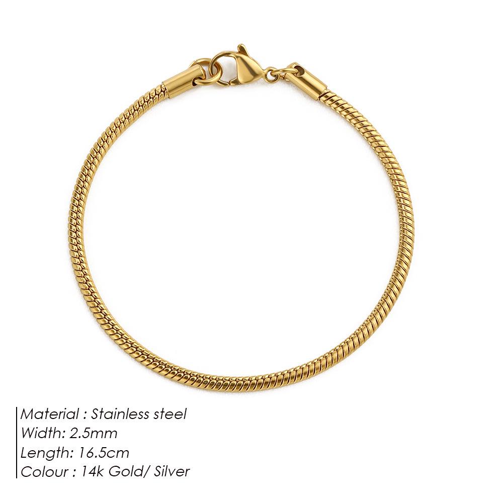 Guldpläterat armband med ormlänk i rostfritt stål för män och kvinnor - Japansk och koreansk stil, trendig och enkel design