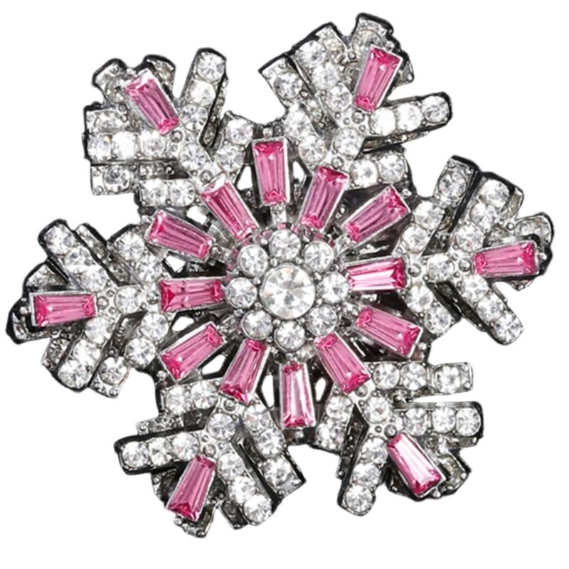 Elegant 3D Rotating Snowflake Brooch For Formal Event And Holiday Parties Crafted From Sturdy Alloy Material