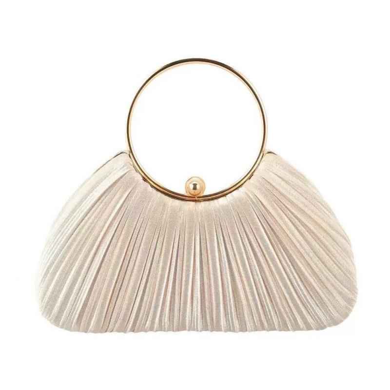 

Pleated Evening Handbag Women Top Handle Glitter Day Clutch Ladies Wedding Dinner Dressed Clip Bag Diamond Party Purse 2025 New 23x7.5x19cm шампанского