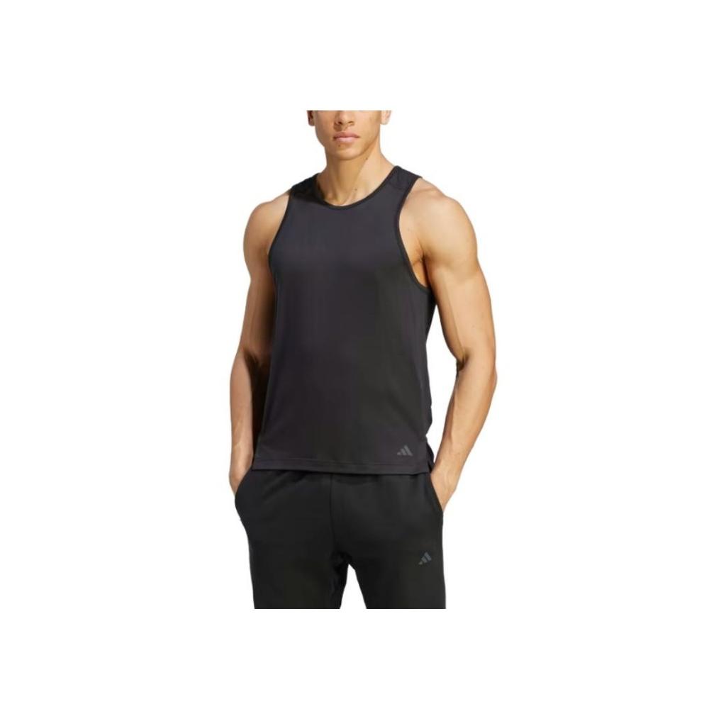 Adidas Solid Color Round Neck Sleeveless Vest Men Tops Black IP2354