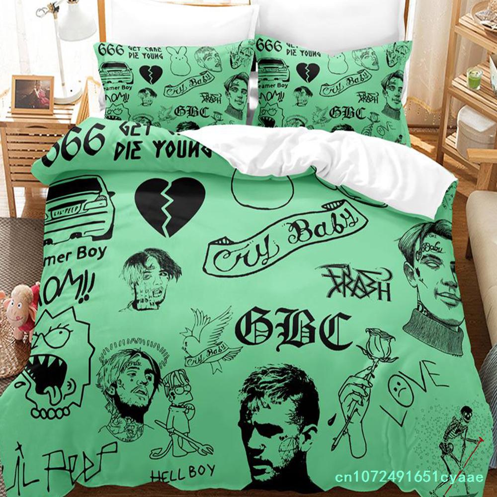 Popular Lil Peep Bedding Set Single Twin Full Queen King Size Bed Set Adult Kid Bedroom Duvetcover Sets Anime Parure De Lit Bed