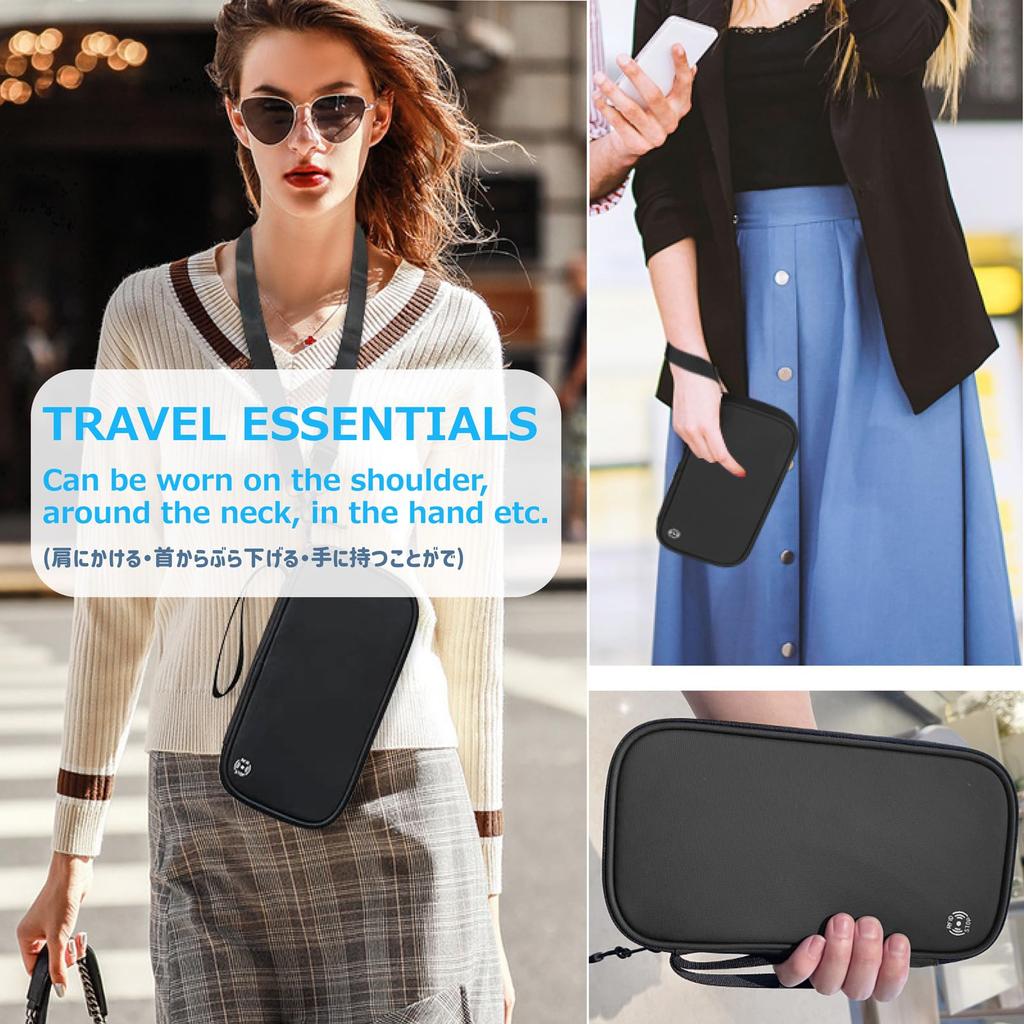 Azarxis Passport Neck Passport Passport Card Large Storage Label Convenient Passport Perfect for Overseas Business Trips and Travel Case, Strap,