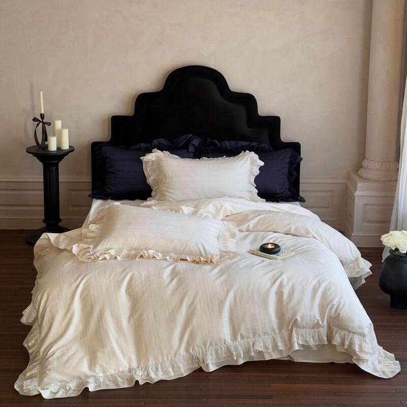 COMOLIVING Madeleine Girl 4-Piece Lace Bedding Set