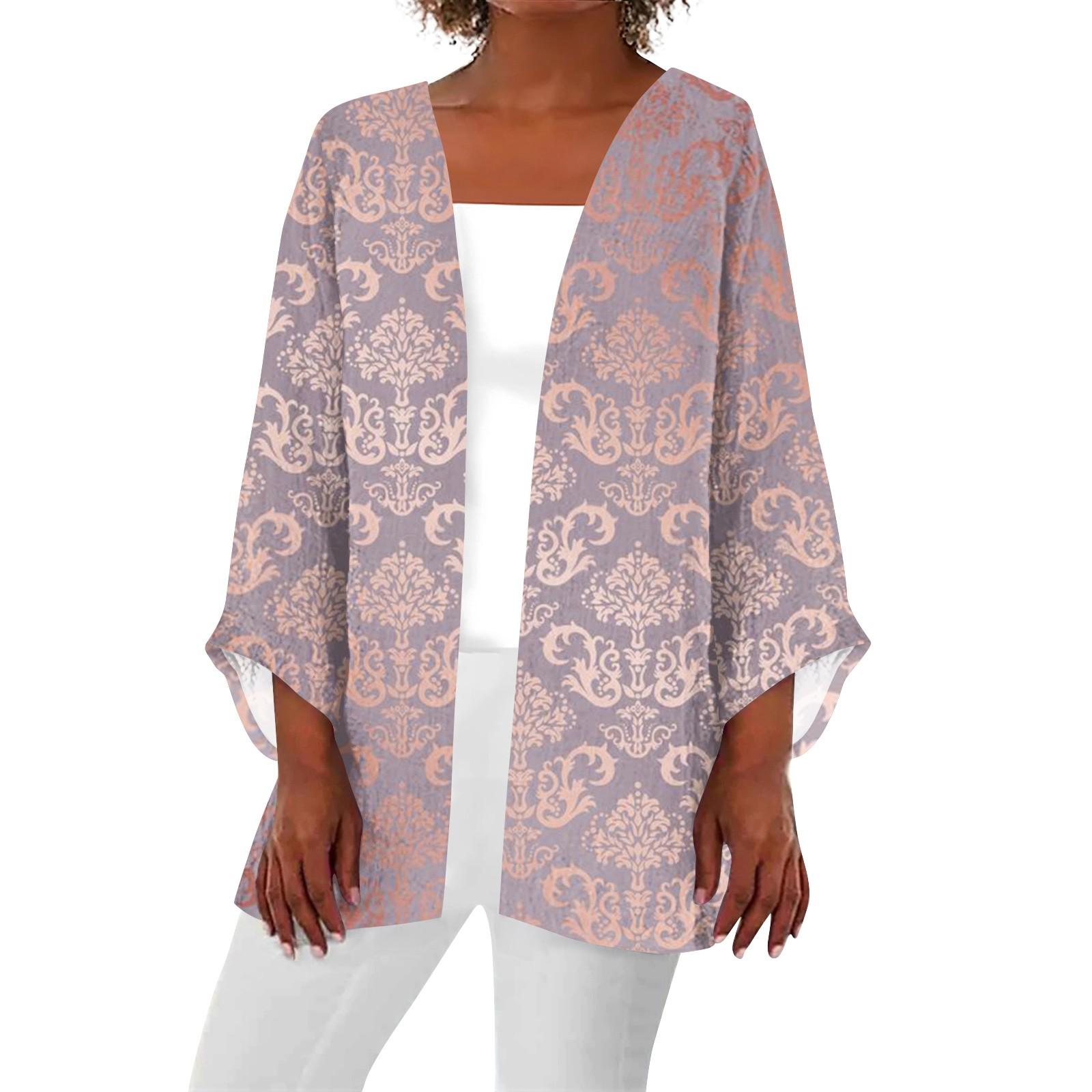 

Женская повседневная модная легкая куртка средней длины с принтом в стиле ретро, ​​кардиган XXXXL розовый