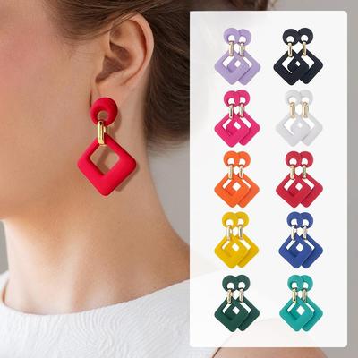 Pinkdudu 2026 New 12-Color Square Acrylic Drop Earrings, Lightweight Luxury… More
