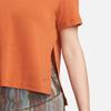 Nike Yoga Dri-FIT Solid Side Split Round Neck Sports Fashion Short Sleeve T-Shirt Women Tops Orange DM7026-246