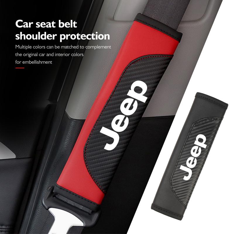 Universal Car Seat Belt Leather Shoulder Strap Protector Pad For Jeep Grand Cherokee Patriot Renegade Compass Wrangler ALM1