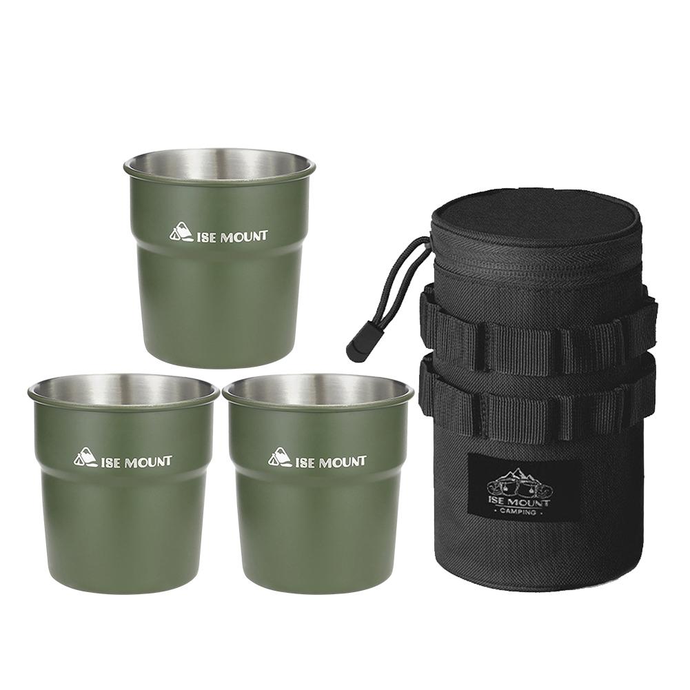 3Pcs 300ml Tea Coffee Milk Mug with Storage Bag Camping Beer Cup Stainless Steel Portable Water Cup for Outdoor Barbecue