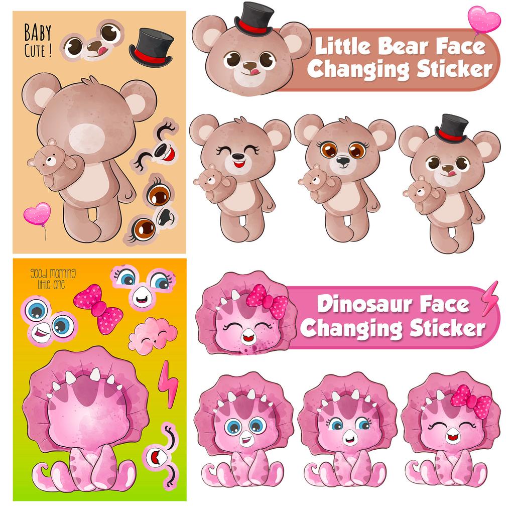 6 Pictures/package of Small Animals with Ever-changing Facial Features Puzzles and Face-changing Stickers Can Be Repeatedly Moved To Stickers
