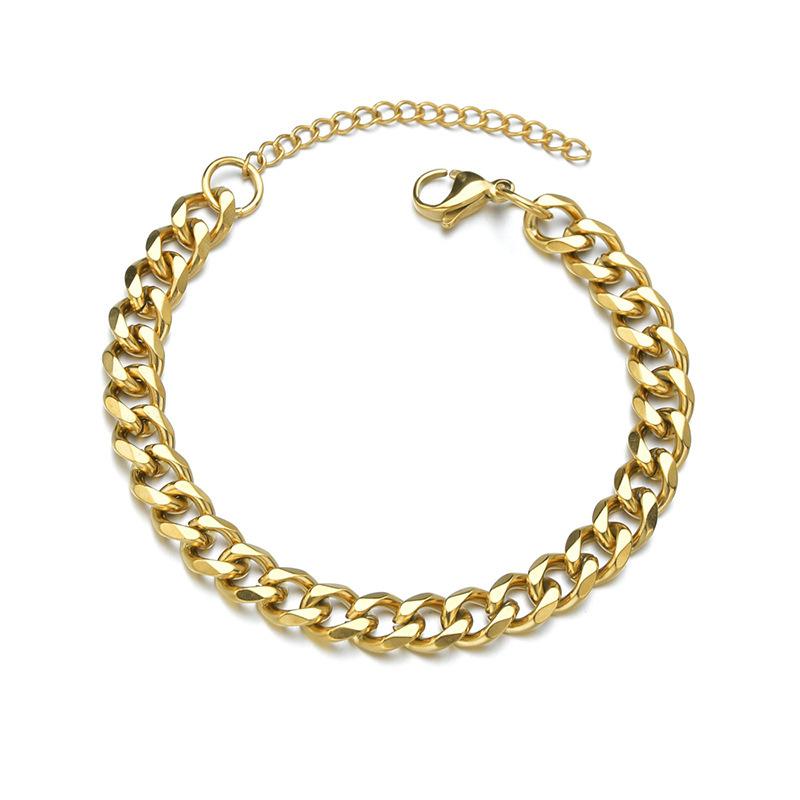High Quality Stainless Steel Bracelets for Men Blank Color Punk Curb Cuban Link Chain Bracelets On The Hand Jewelry Gifts