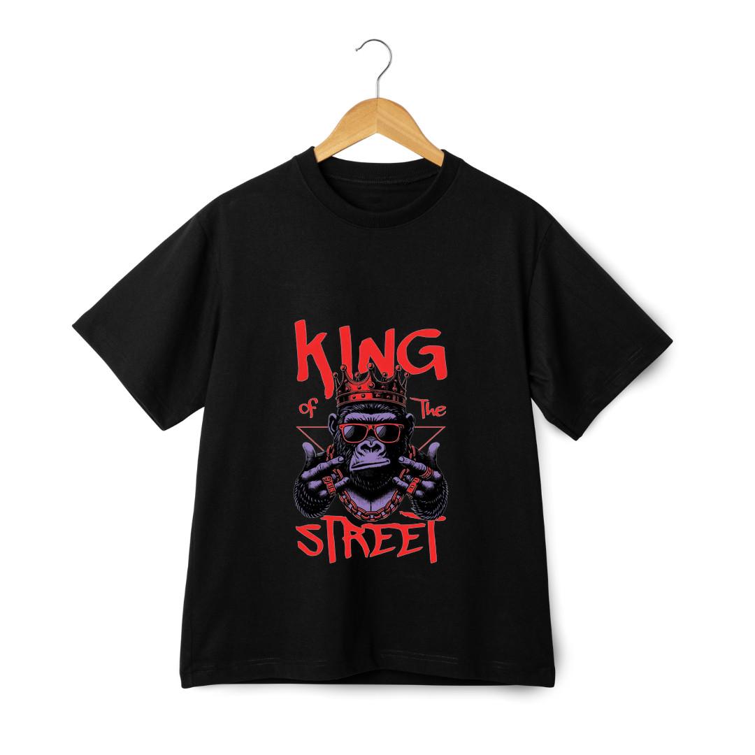 King of the Street Graphic T-Shirt Mens Womens Tees Top - Gorilla Crown Retro Vibes Streetwear Tee S