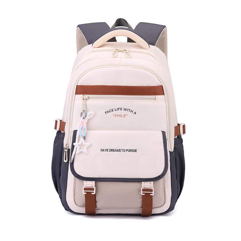 New Simple Letter Portable Travel Backpacks Large Capacity High Value Dirt-resistant Middle School Girls Schoolbag College Student Waterproof Book Bag