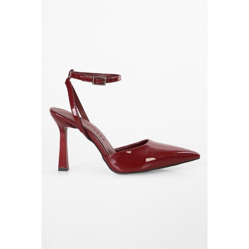 Women's Martini Black Patent Leather Belted Ankle Stiletto