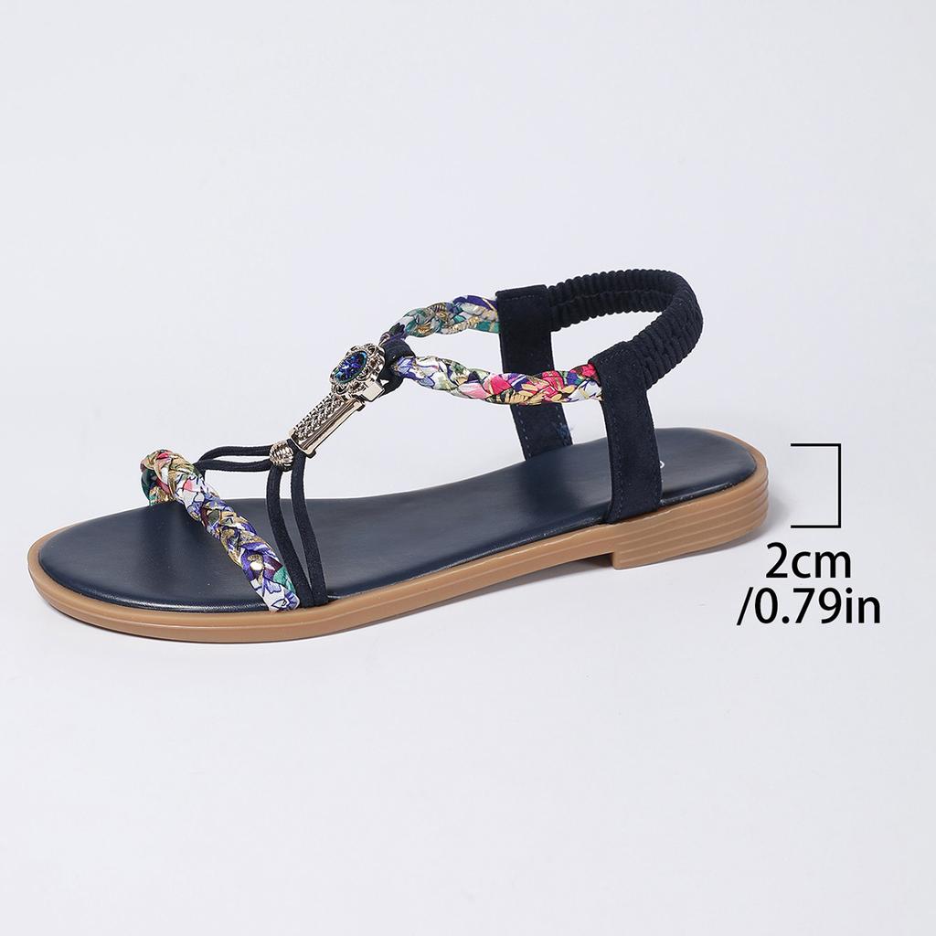 2025 Woman Sandals Summer Weave Slippers Beach Bohemian Flats Sandals Ladies Comfortable Casual Rome Shoes for Women