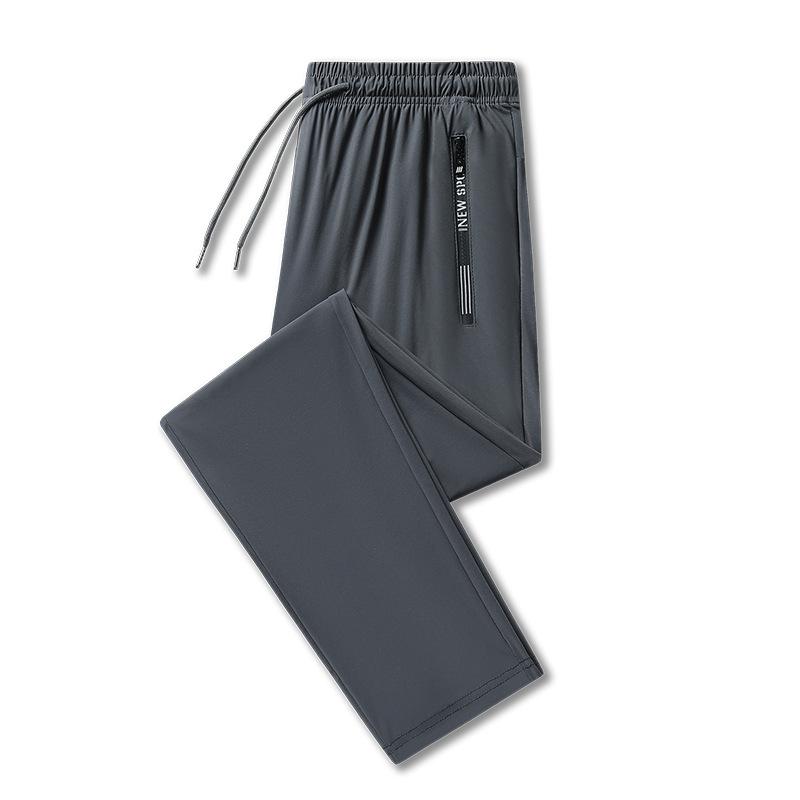 

Мужские летние повседневные спортивные брюки свободного покроя, быстросохнущие, из ледяного шелка, длинные брюки с эластичной резинкой на талии 8XL [110kg-120kg]