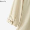 ZANZEA Blusa Casual de Manga 3/4 y Cuello Redondo Holgada para Mujer