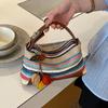 Striped Straw Baguette Small Bag Portable Messenger Women's Bag