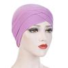 1Pc Hijab Breathable Solid Color Female Head Wrap Cross Forehead Polyester Headwrap Women's Turban