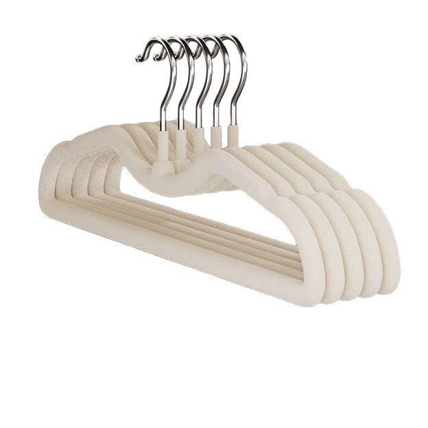 

Бесследная вешалка для домашнего использования с защитой от угла плеч, противоскользящим покрытием и укороченным горлышком 1PC кремовый